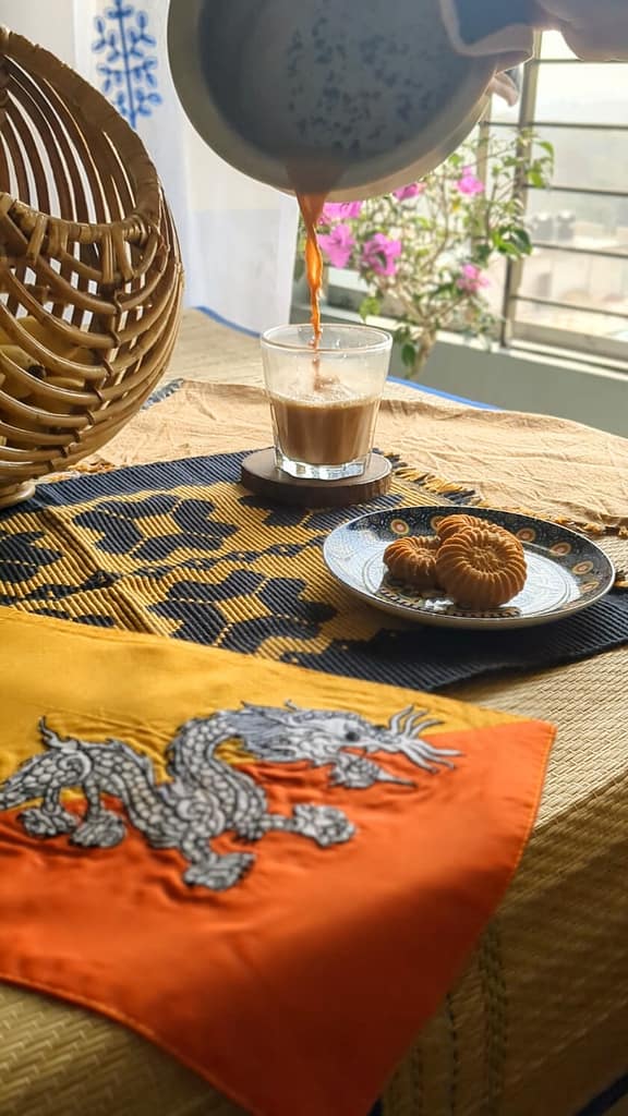 Bhutanese Suja Butter Tea being poured