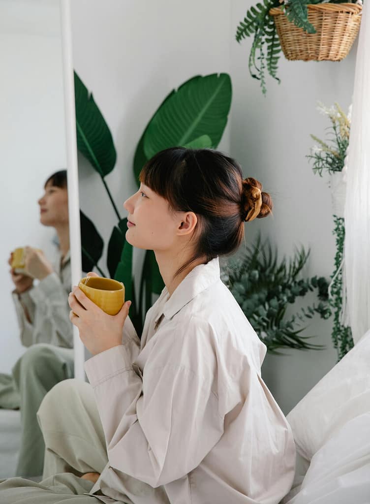 woman enjoying tea as part of tea ritual