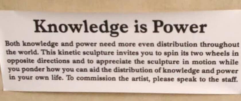 Knowledge is Power caption under Best Exotic sculpture