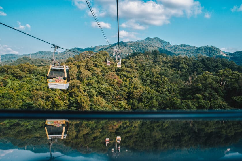 Gondola rides offer spectacular views of Maokong, one of 6 most beautiful tea estates in the world.